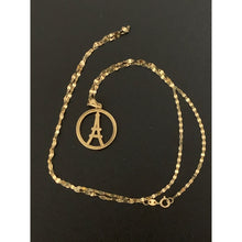 Load image into Gallery viewer, 18K Gold Necklace Chain 17.75&quot; with Round Circle Eiffel Tower Pendant - Rafant
