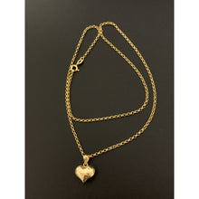 Load image into Gallery viewer, 18K Gold Necklace Chain Rolo 17.75 inches with Puffed Heart Pendant 2.25 grams - Rafant
