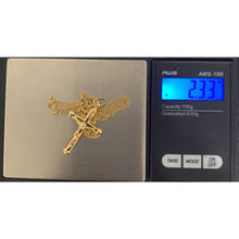 Load image into Gallery viewer, 18K Gold Necklace Chain Curb 17.75 inches with Cross Pedant 2.33 grams - Rafant
