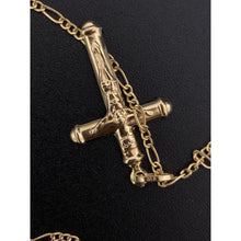 Load image into Gallery viewer, 18K Gold Necklace Chain Figaro 17.75 inches with Cross Pendant 2.88 grams - Rafant
