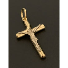 Load image into Gallery viewer, 18K Gold Pendant Cross Jesus Christ Two Tone Yellow White Gold 1.63 grams - Rafant
