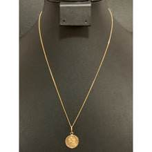 Load image into Gallery viewer, 18K Gold Necklace Curb Chain with Round Jesus Pendant Religious - Rafant
