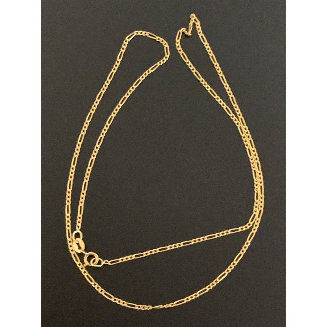 18K Gold Necklace Chain Figaro No Pendant 17.75