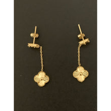 Load image into Gallery viewer, 18K Gold Earrings Clover Post Dangling 2.91 grams - Rafant
