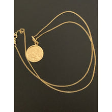 Load image into Gallery viewer, 18K Gold Necklace Curb Chain with Round Jesus Pendant Religious - Rafant
