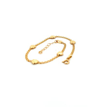 Load image into Gallery viewer, 18K Yellow Gold Bracelet Heart Charms 6.75 inches plus one inch extension - Rafant
