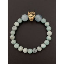 Load image into Gallery viewer, 18K Gold Bracelet Panther Natural Columbian Emerald  and Aquamarine Gemstones Size 6 inches - Rafant
