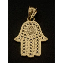 Load image into Gallery viewer, 18K Gold Pendant Hand of Fatima Cubic Zirconia 1.25 grams - Rafant
