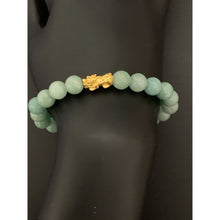 Load image into Gallery viewer, 24K Gold Piyao Pixiu Lucky Charm Bracelet Green Aventurine Gemstones 8mm - Rafant
