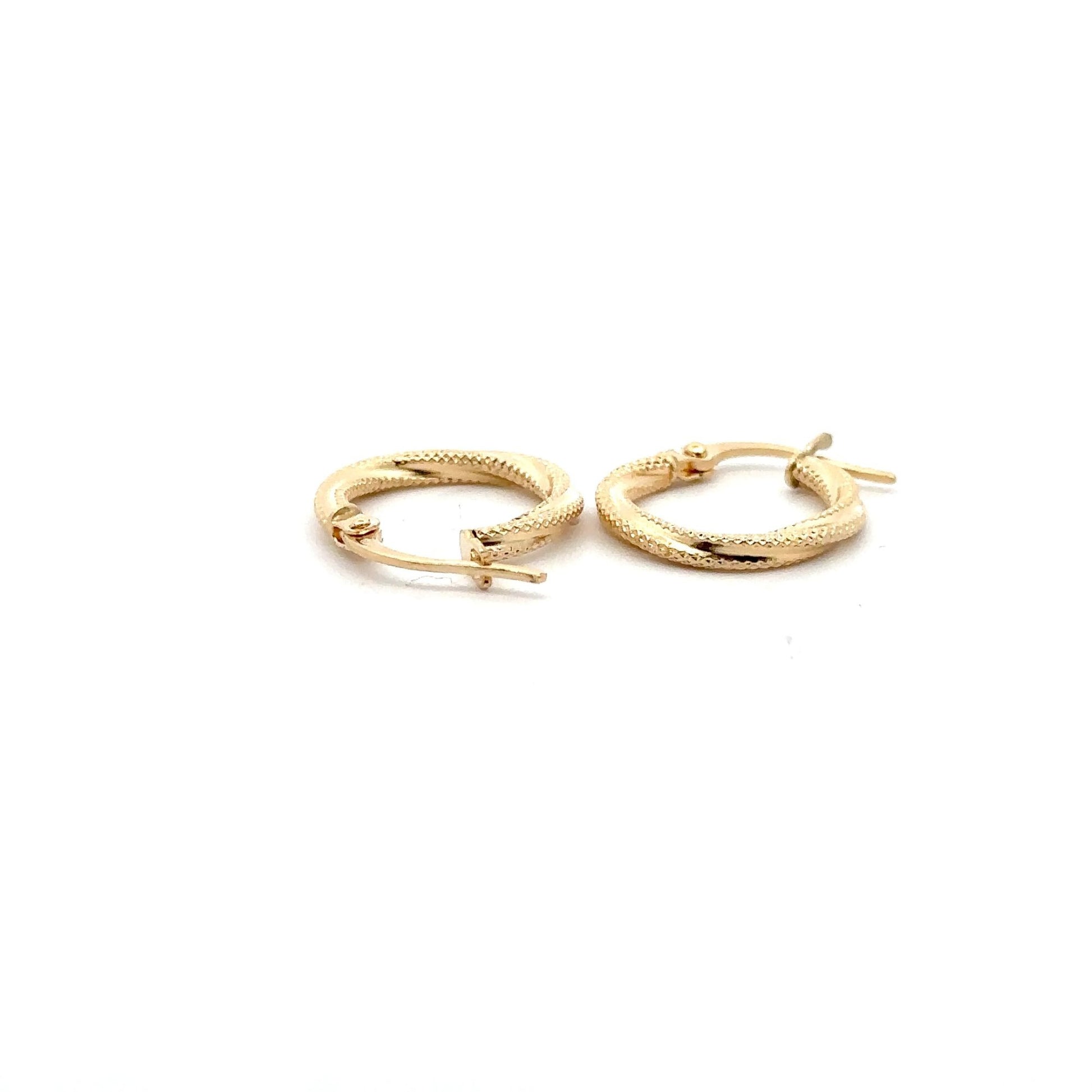 18K Yellow Gold Earrings Hoops Small 0.84 grams - Rafant