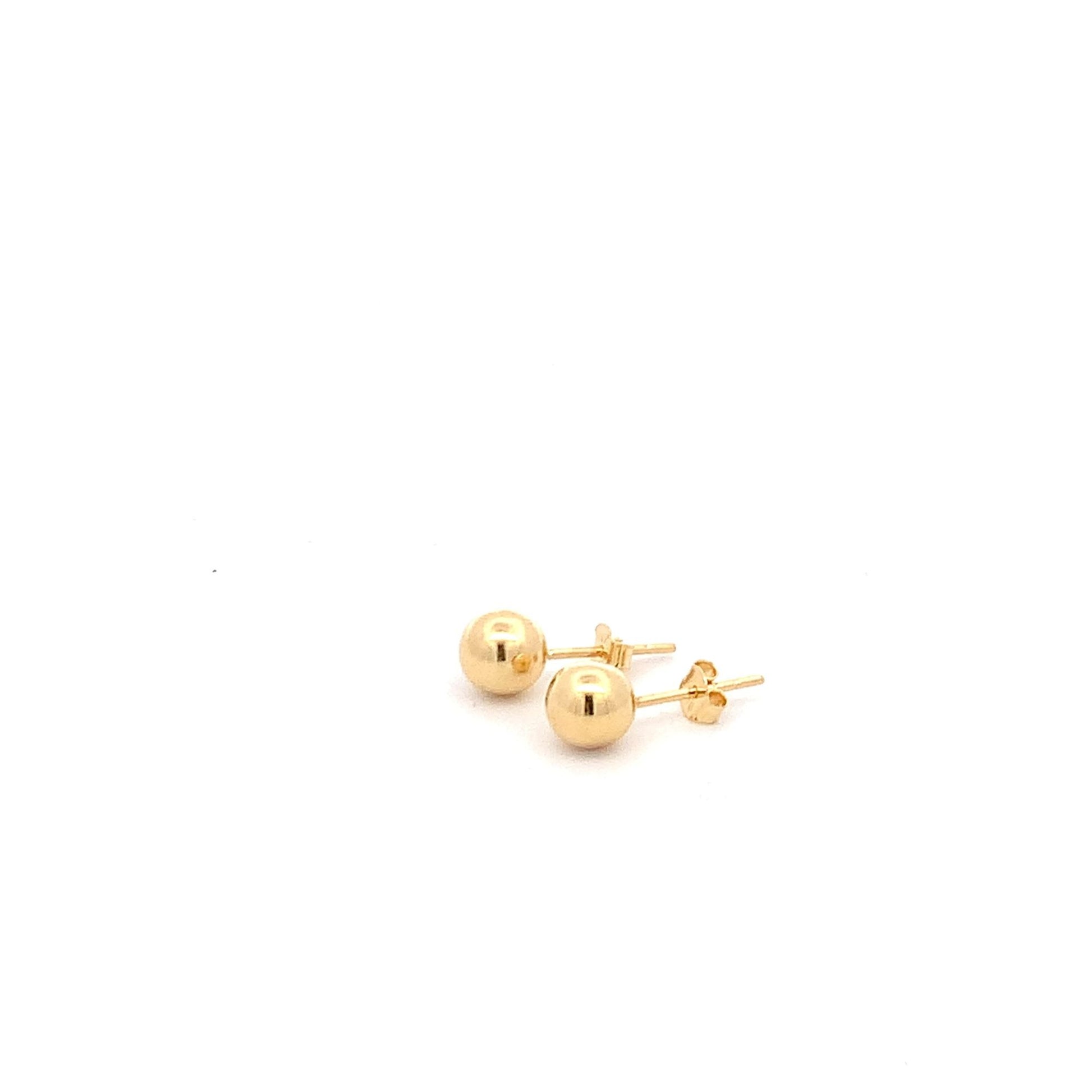 18K Yellow Gold Earrings Stud Balls Polished 0.88 grams - Rafant