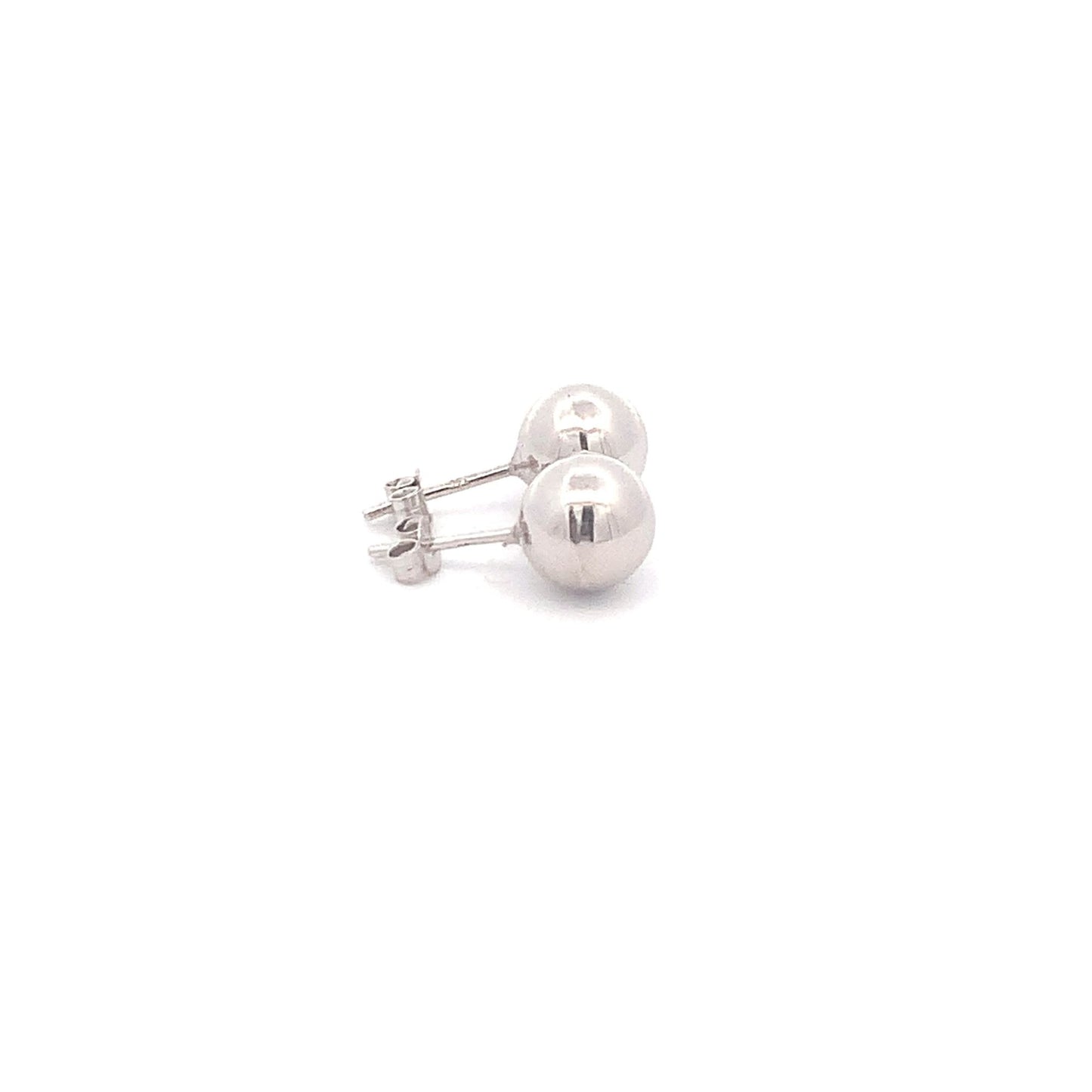 18K White Gold Earrings Stud Balls Polished 1.63 grams - Rafant