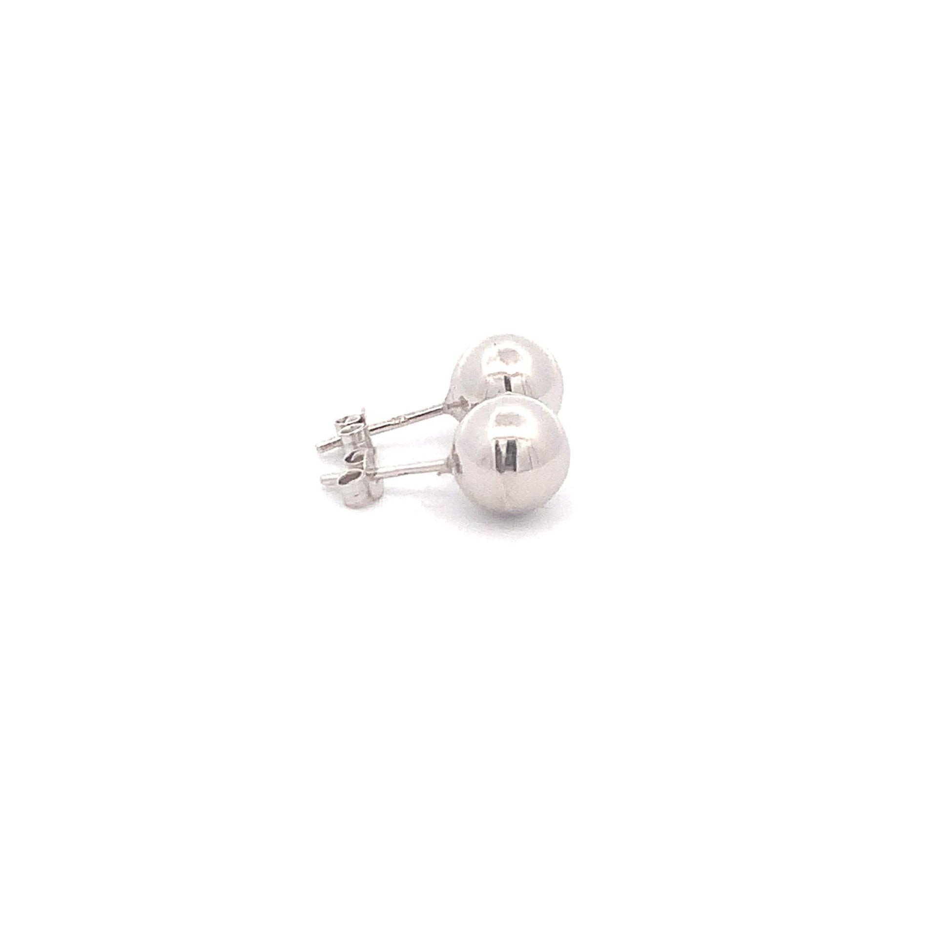 18K White Gold Earrings Stud Balls Polished 1.63 grams - Rafant