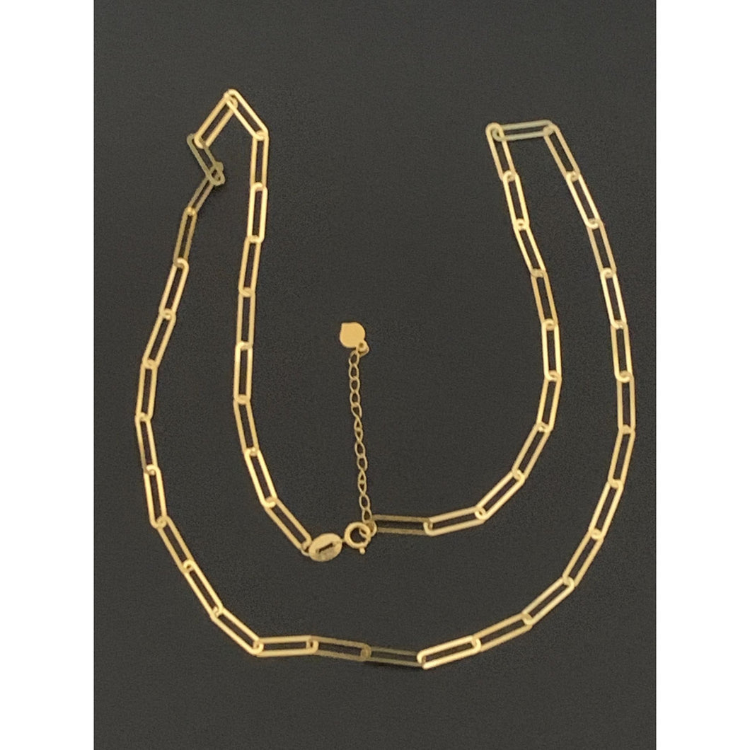 18K Gold Necklace Chain Paperclips 16 inches plus 1 inch - Rafant