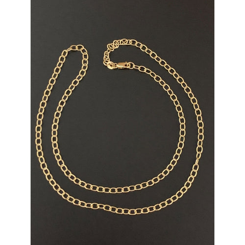 18K Gold Chain Necklace Saudi Real Gold Round Cable Link 21.50