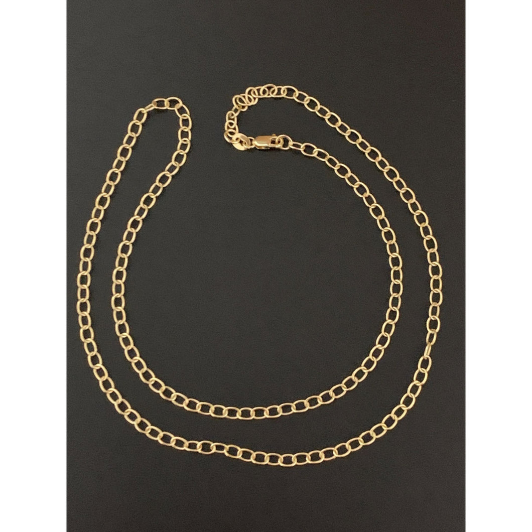 18K Gold Chain Necklace Saudi Real Gold Round Cable Link 21.50