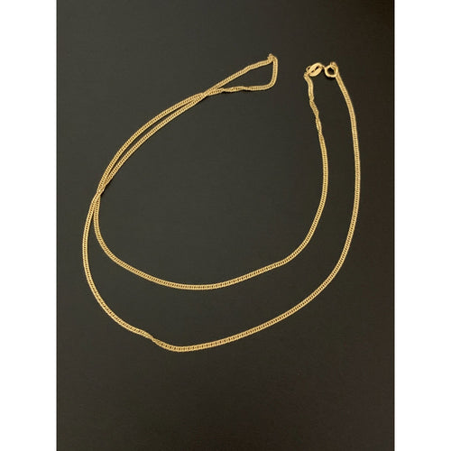 18K Gold Chain Necklace Saudi Real Gold Curb 22