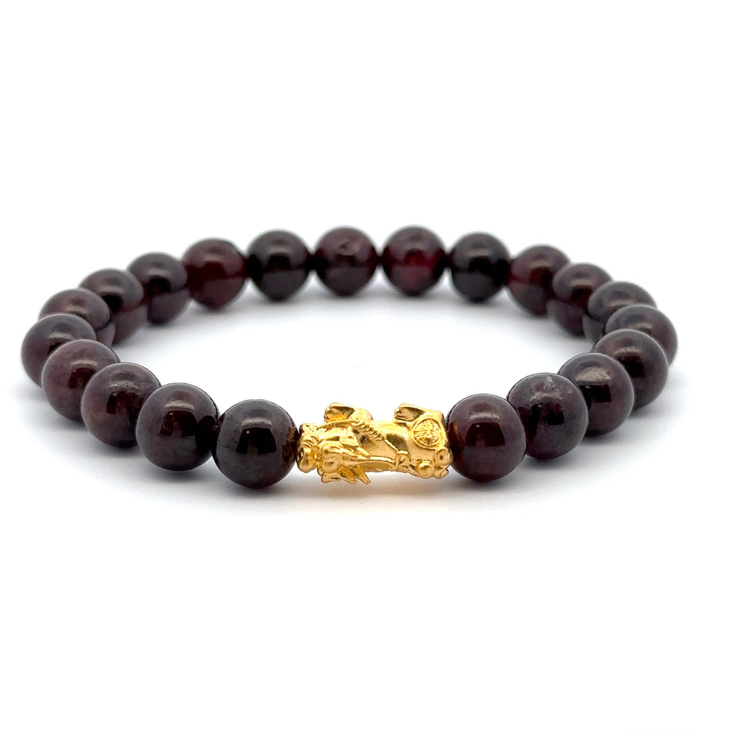 24K Gold  Lucky Charm Piyao Pixiu Bracelet Natural Gemstones Birthstones Feng Shui - Rafant