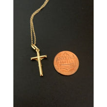 Load image into Gallery viewer, 18K Saudi Gold Necklace Rolo Chain 17.50" w/ Cross Pendant - Rafant

