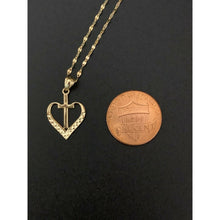 Load image into Gallery viewer, 18K Saudi Gold Necklace Chain 15.75&quot; w/ Heart Cross Pendant 1.41 grams - Rafant
