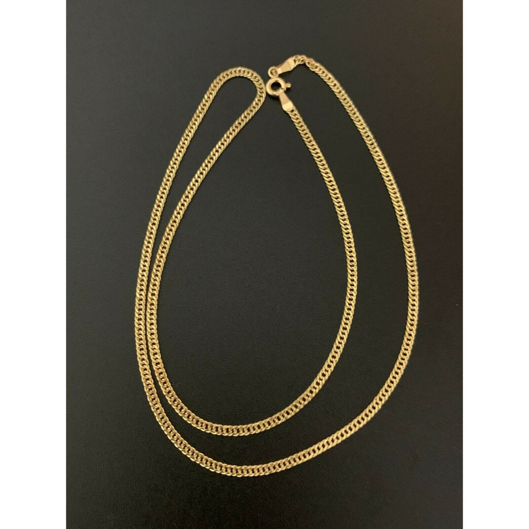 18K Gold Chain Necklace Saudi Real Gold Curb 18