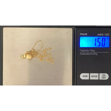 Load image into Gallery viewer, 18K Saudi Gold Necklace Chain 15.75&quot; w/ Frosted Ball Pendant 1.50 grams - Rafant
