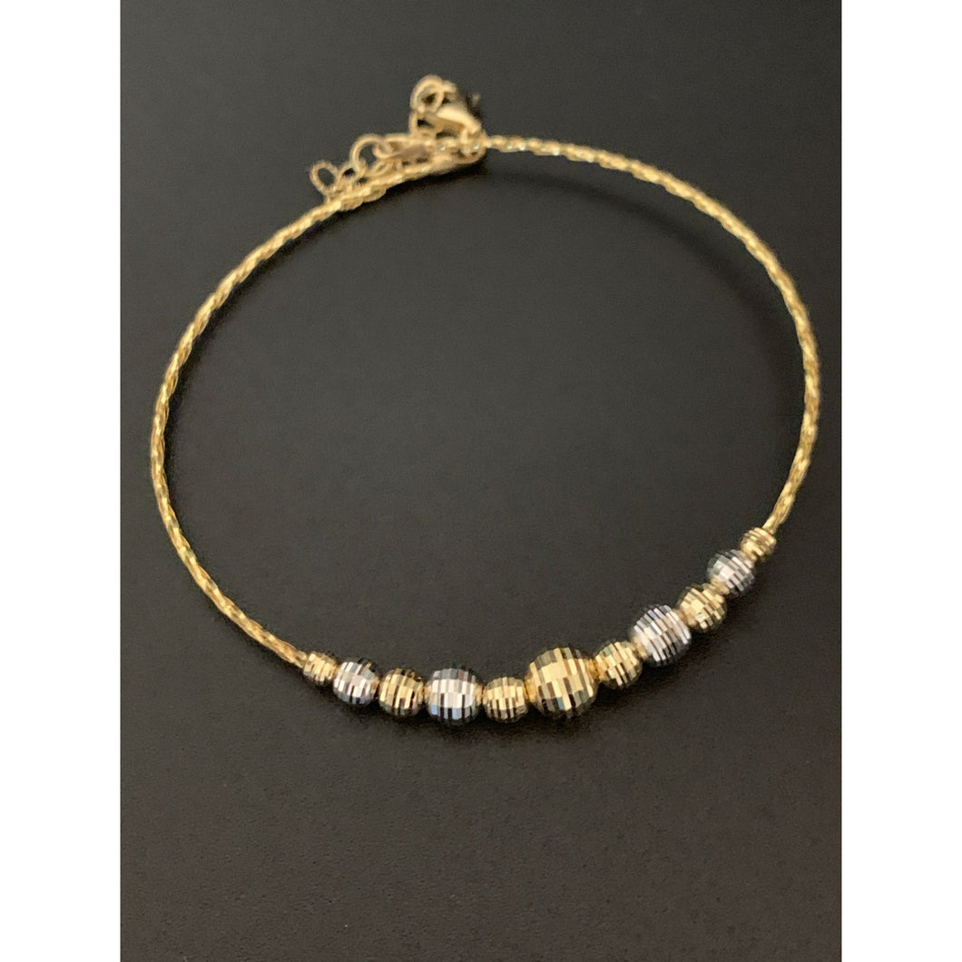 18K Gold Bracelet Saudi Gold Round Circle Beads Size M-L - Rafant