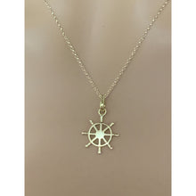 Load image into Gallery viewer, 18K Saudi Gold Necklace Rolo Chain 17.50&quot; w/ Anchor Wheel Pendant - Rafant
