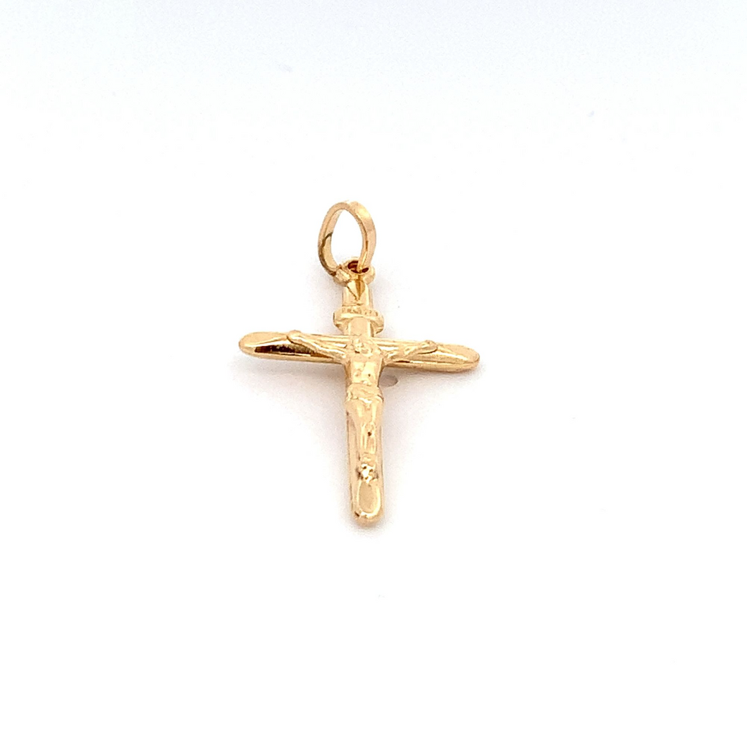 18K Yellow Gold Pendant Cross Religious Jesus Christ - Rafant