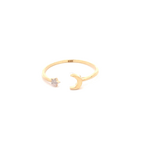 Load image into Gallery viewer, 18K Gold Ring Size 5.5 Moon Star - Rafant
