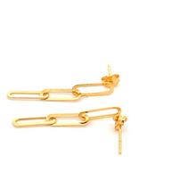 Load image into Gallery viewer, 18K Yellow Gold Earrings Paperclips Dainty - Rafant
