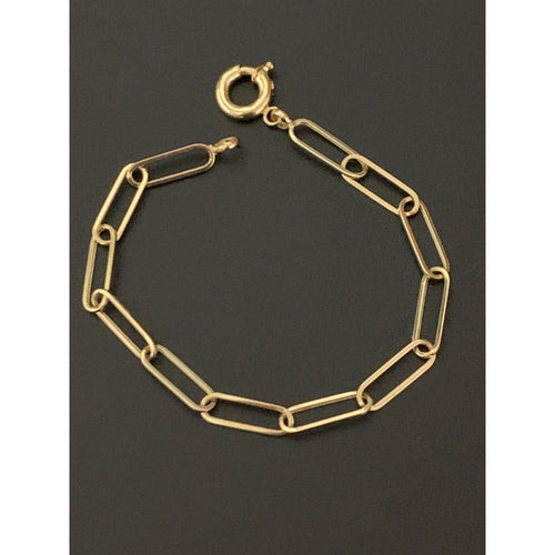 18K Gold Bracelet Saudi Gold Paperclips Chain Link Size 7.5