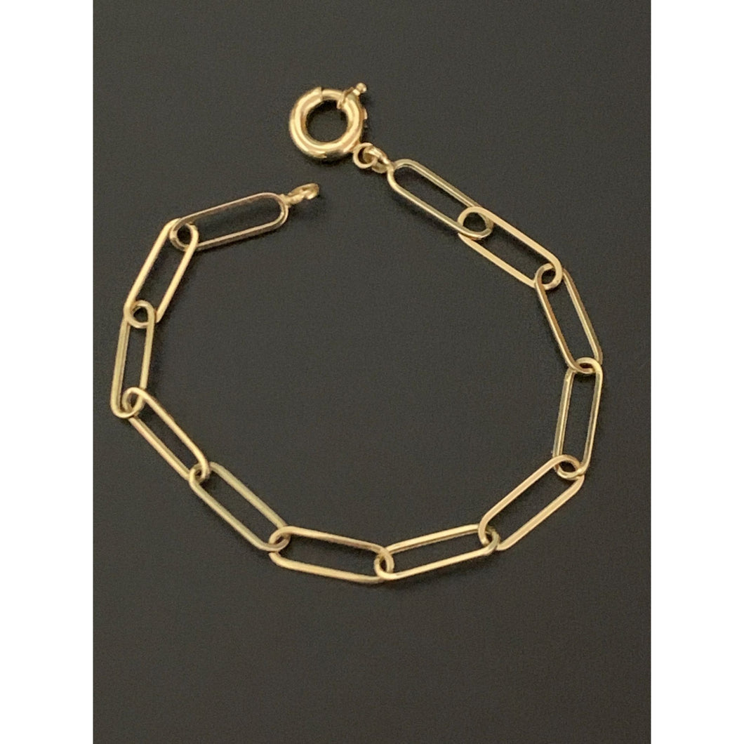 18K Gold Bracelet Saudi Gold Paperclips Chain Link Size 7.5