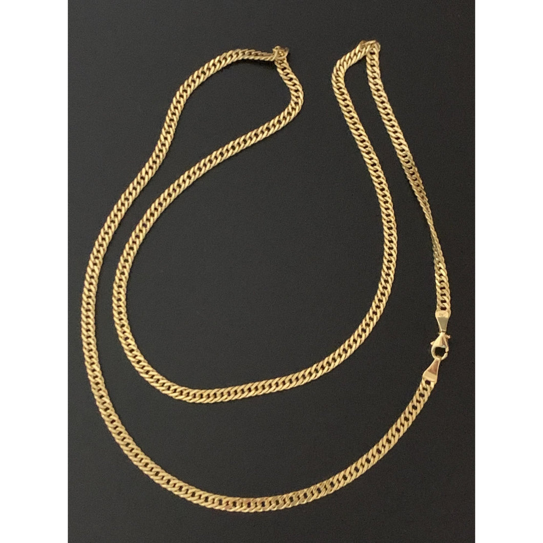 18K Gold Chain Necklace Real Saudi Gold Curb 22